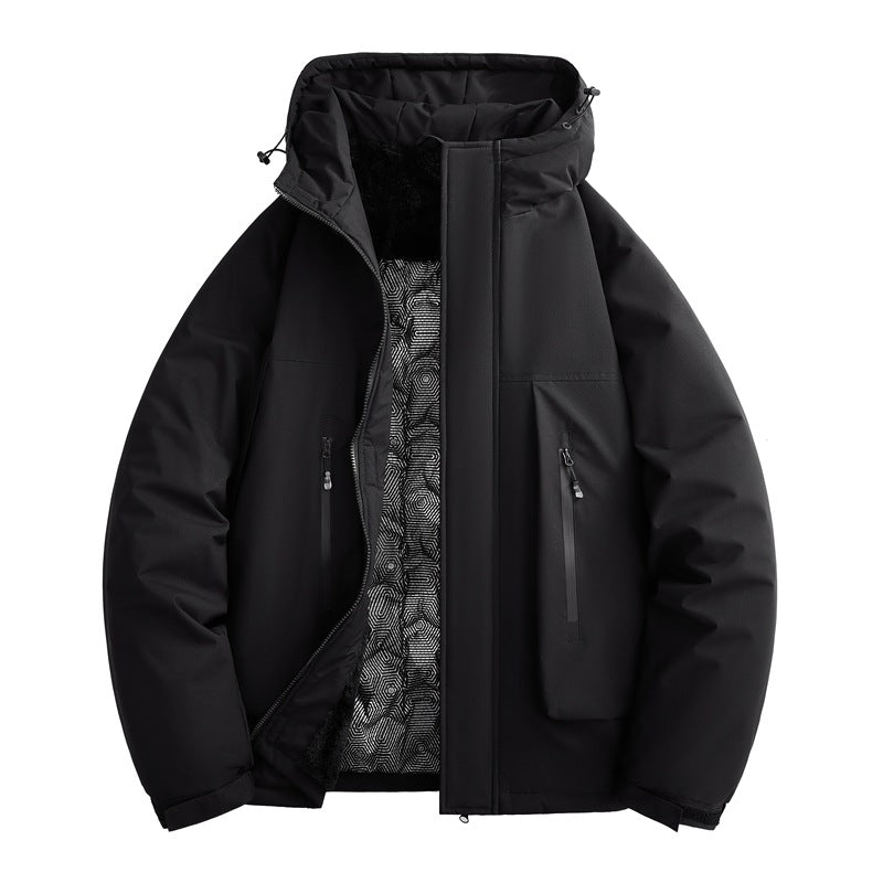 Herren wasserabweisende gepolsterte Winterjacke mit Kapuze und weichem Fleece-Futter – Marzano
