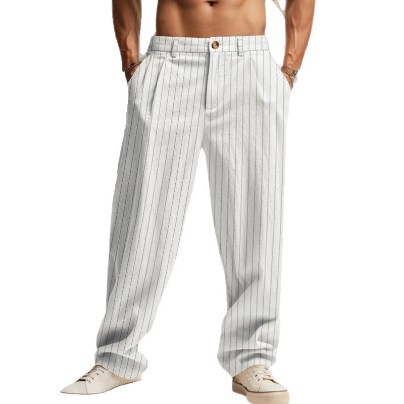 Herren nan weite Nadelstreifen-Sommerhose mit Bundfalte, lässigem Taper und elastischem Knöchelabschluss Echo Archiv