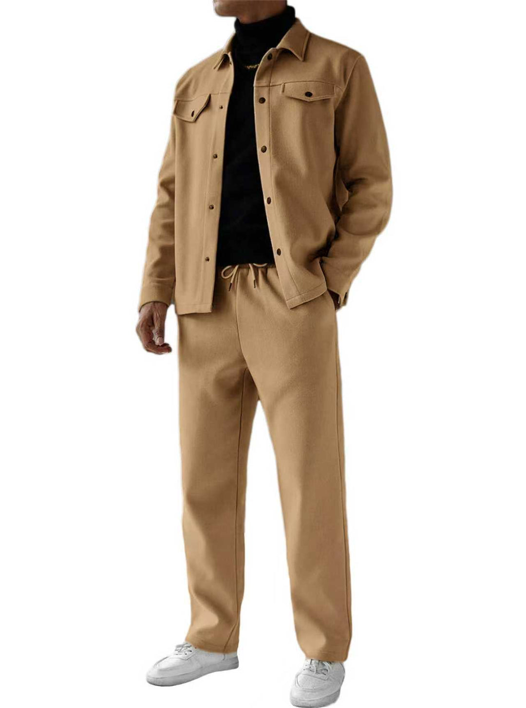 Herren nan zweiteiliges Overshirt- und Relaxhose-Set aus weichem Baumwollfrottee mit Druckknopfleiste und Tunnelzug Echo Archiv