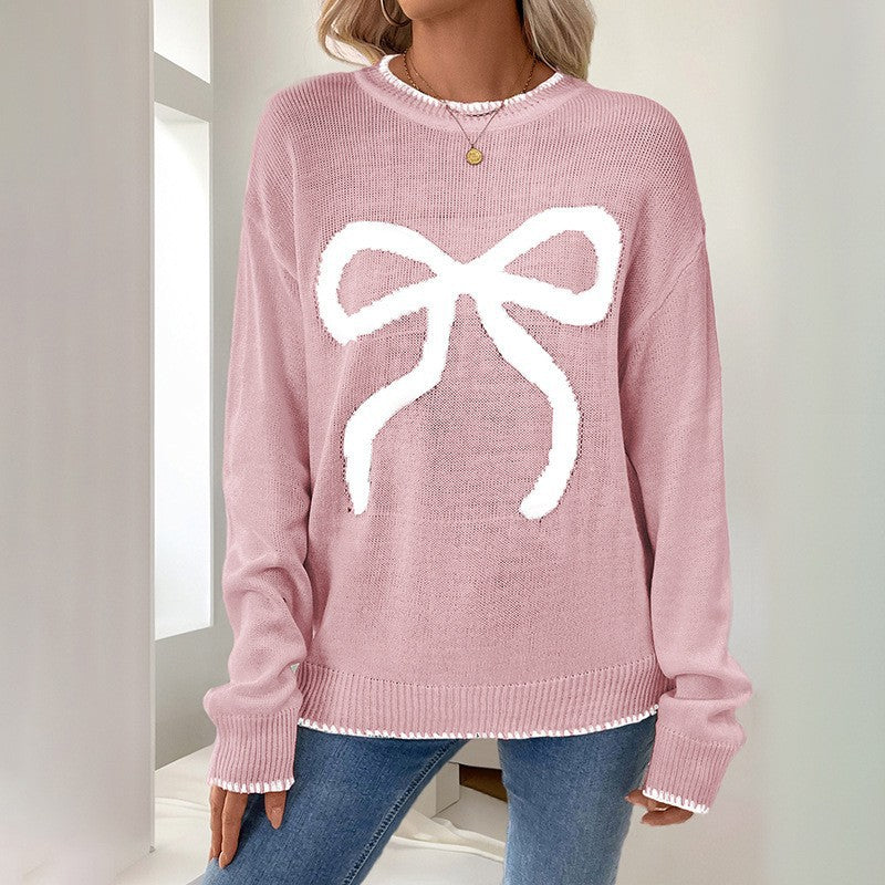 Damen Weihnachtlicher Strickpullover mit Schleifenmotiv Echo Archiv