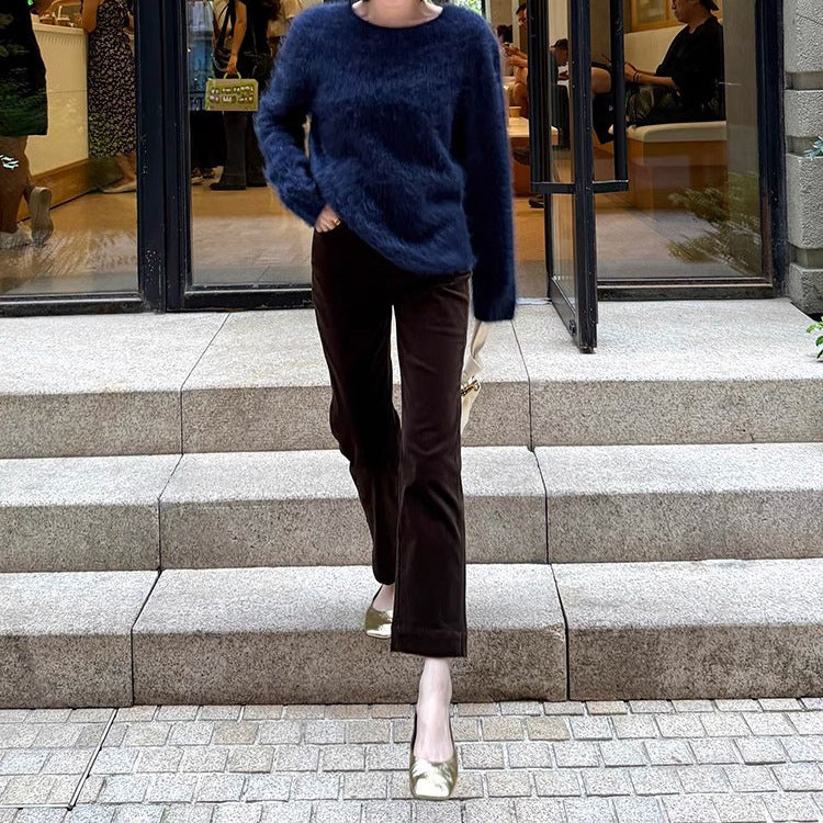 Damen Weicher Mohair-Pullover mit weitem Schnitt Echoarchiv