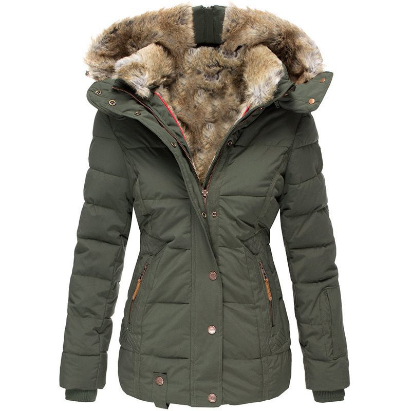 Damen Stepp-Parka mit tailliertem Schnitt und Kunstfellkapuze Echo Archiv
