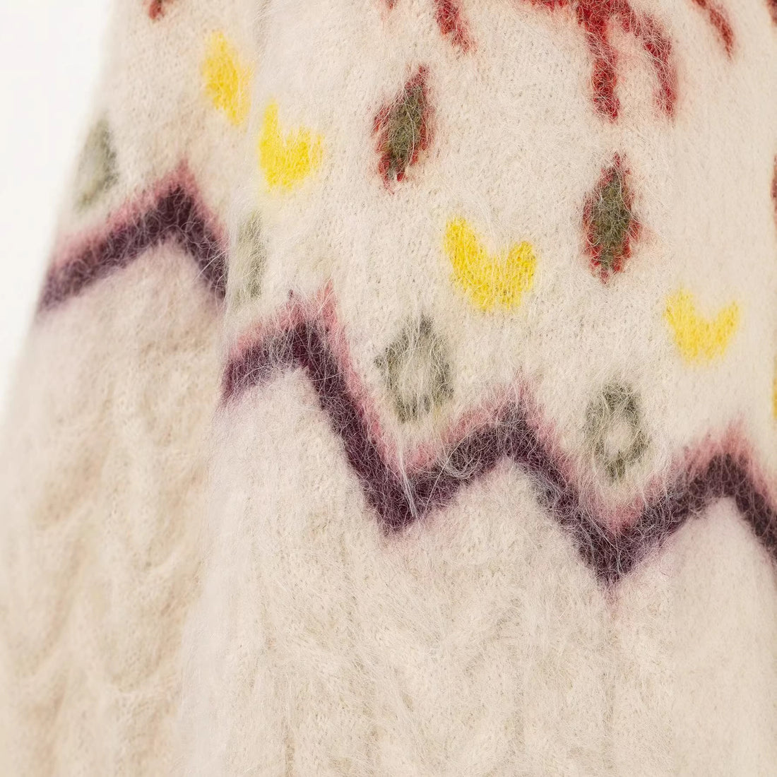 Damen Strickcardigan mit Norwegermuster und Pferde-Motiv, Zopfmuster und Knopfleiste Echoarchiv