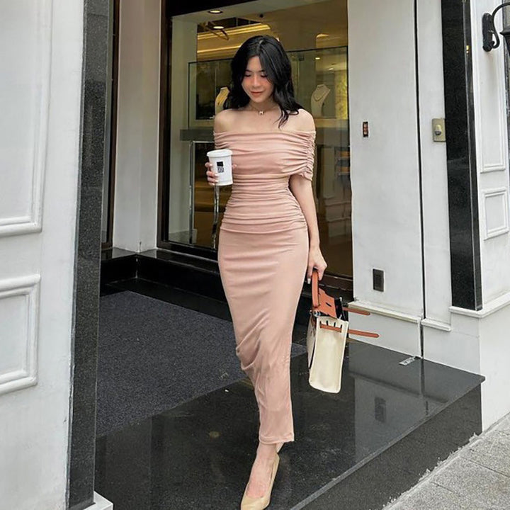 Damen Elegantes schulterfreies Cocktailkleid mit Raffungen Echo Archiv