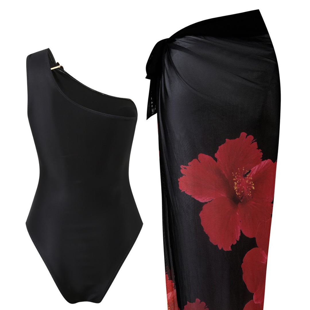 Damen Eleganter Einteiler mit asymmetrischem Schnitt und floralem Design Echo Archiv
