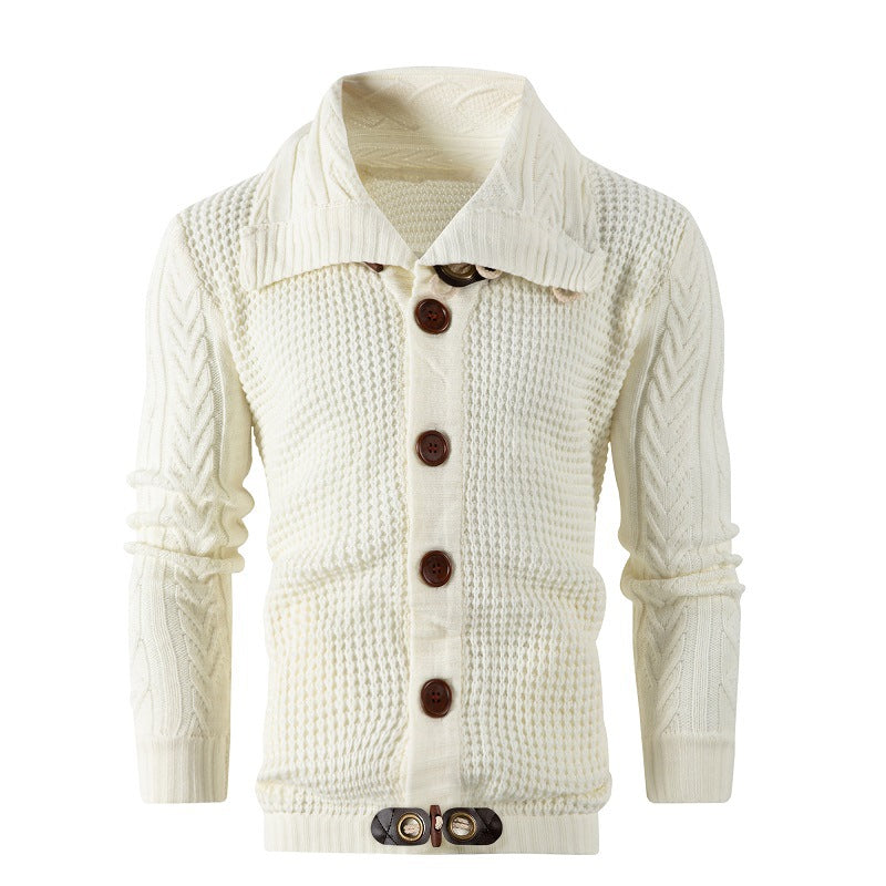 Herren Grobstrick Strickjacke mit umschlagbarem Halsausschnitt Echoarchiv