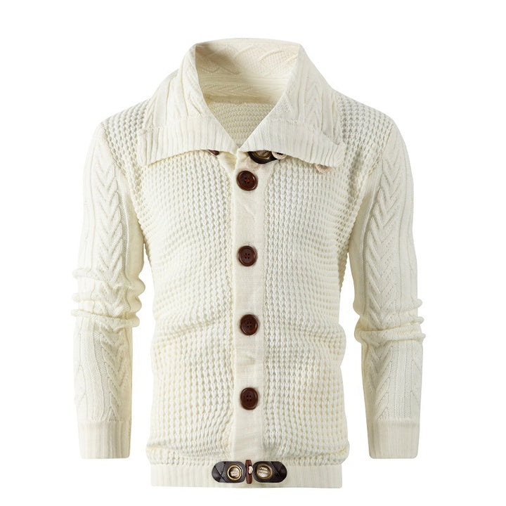 Herren Grobstrick Strickjacke mit umschlagbarem Halsausschnitt Echoarchiv