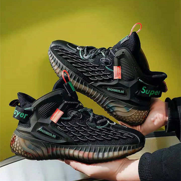 Herren nan technischer Stadt-Sneaker mit skaliertem Strickobermaterial, transparent strukturierter Wellenlaufsohle und Schnellzugverschluss Echo Archiv