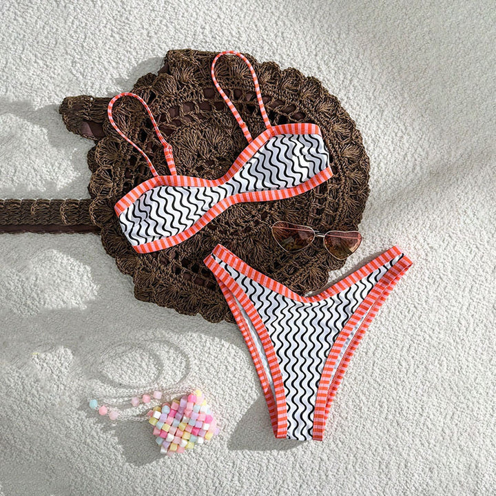 Damen Triangel-Bikini-Set mit modischem Wellendesign Echo Archiv