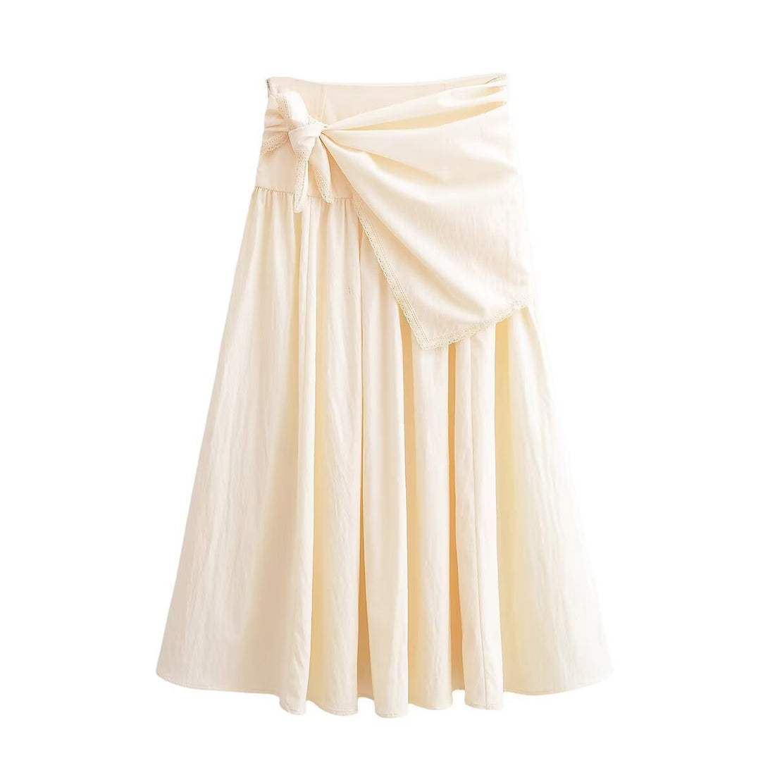 Damen Midirock mit Wickel-Overlay, hoher Taille und Spitzenbesatz Echo Archiv