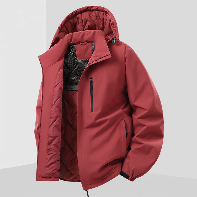 Herren Leichte isolierte Hybrid-Outdoorjacke mit Thermofutter, Kapuze und wasserdichten Reißverschlüssen Echo Archiv