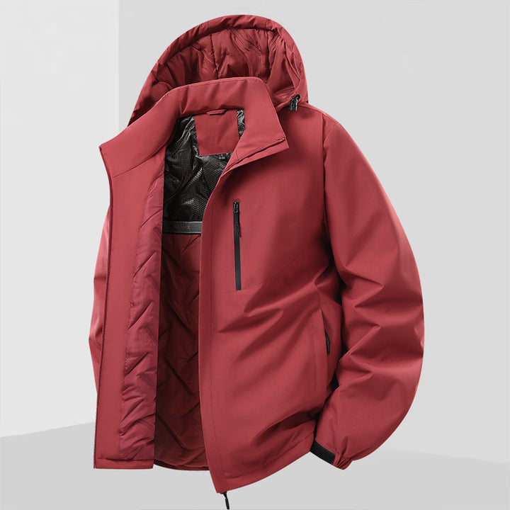 Herren Leichte isolierte Hybrid-Outdoorjacke mit Thermofutter, Kapuze und wasserdichten Reißverschlüssen Echo Archiv