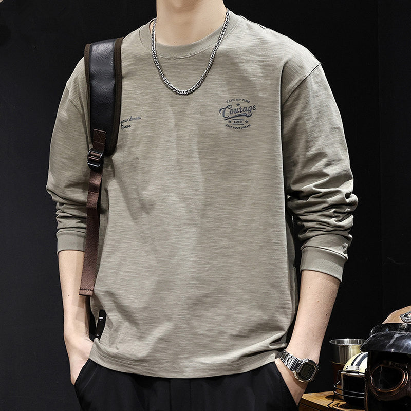 Herren Langarmshirt aus Baumwollmix mit subtiler Waschstruktur und Rundhalsausschnitt Echoarchiv