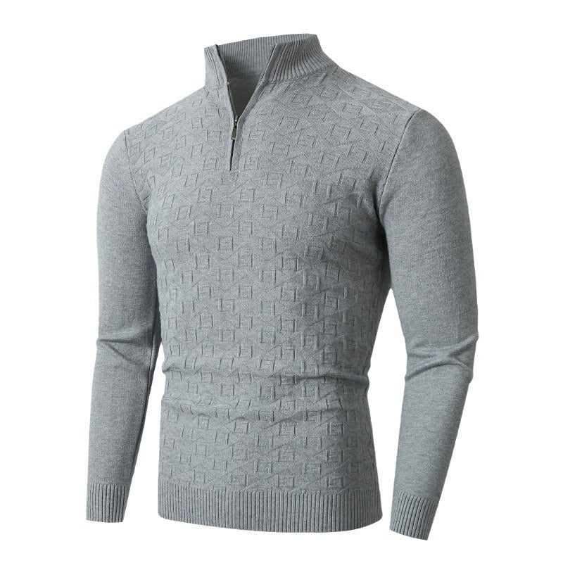 Herren Strickpullover mit modernem Zopfmuster und Halbreißverschluss Echoarchiv