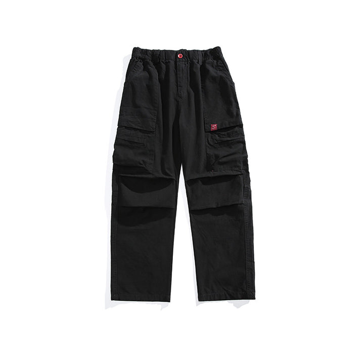 Herren Lockere Cargohose mit elastischem Bund, Multifunktionstaschen und geradem Bein Echo Archiv