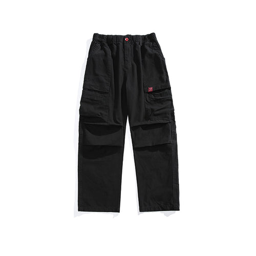 Herren Lockere Cargohose mit elastischem Bund, Multifunktionstaschen und geradem Bein Echo Archiv