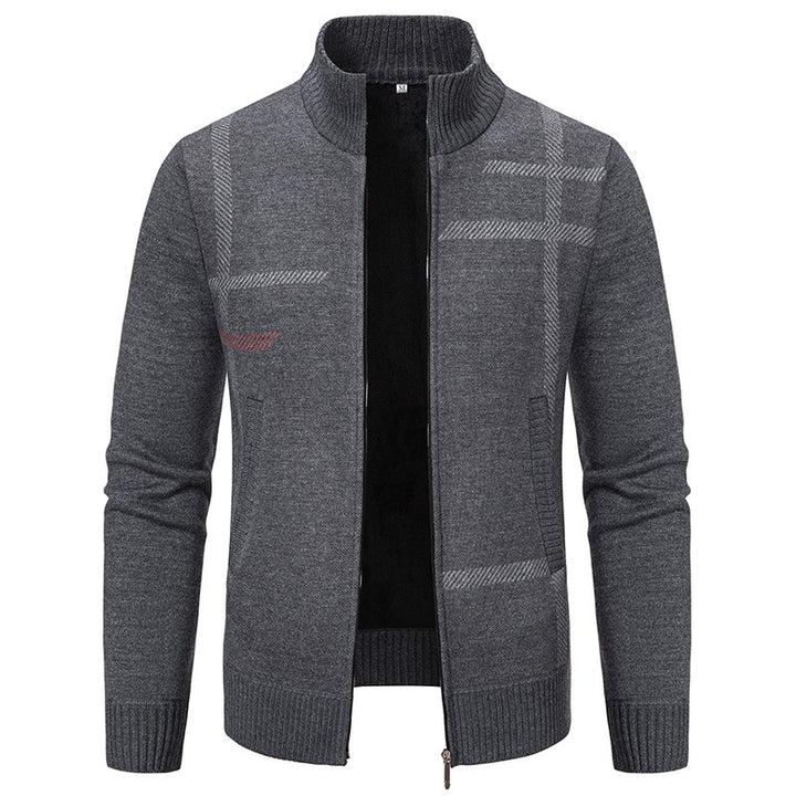 Herren Strickjacke mit modernem Zipper und hohem Kragen Echoarchiv