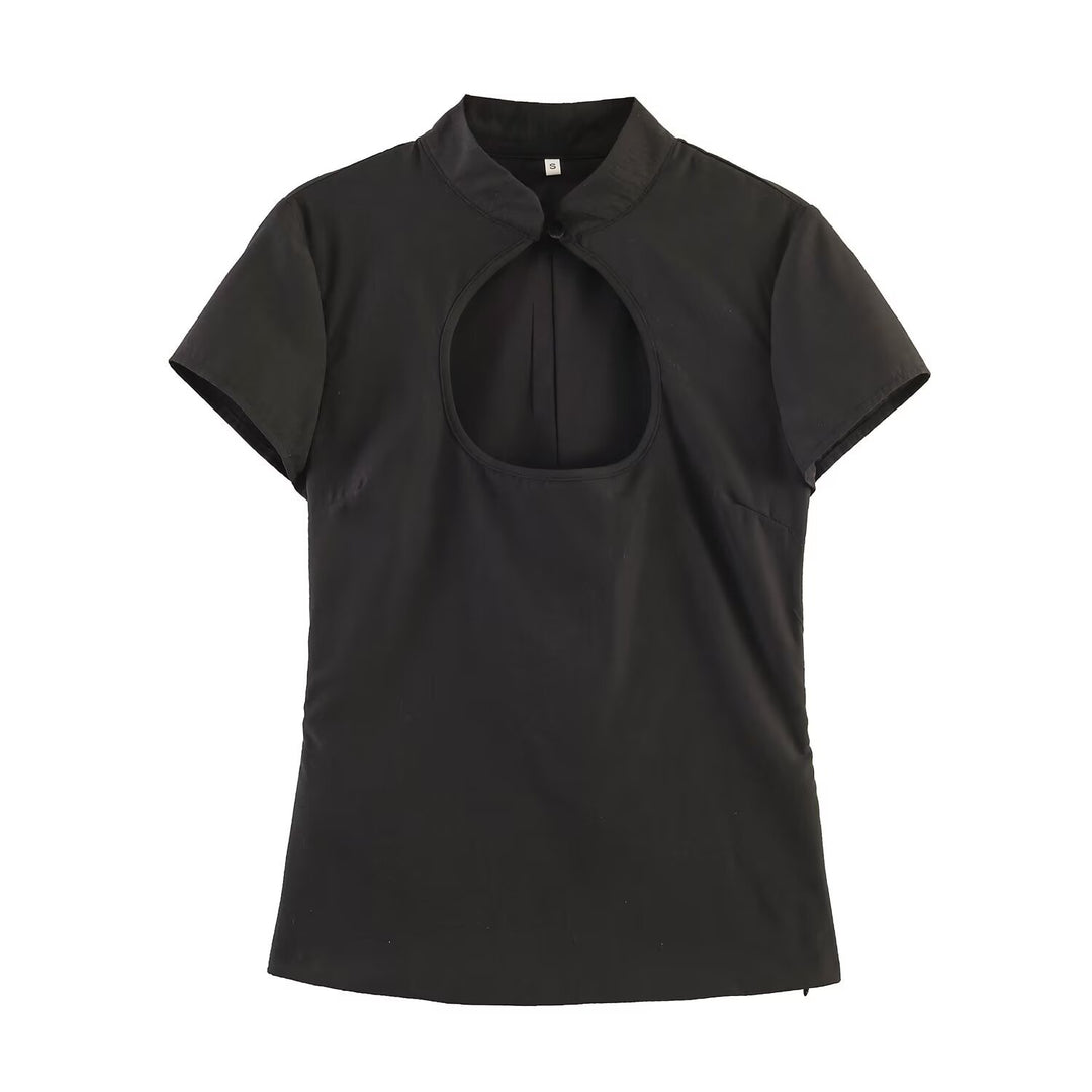 Damen Bluse mit innovativem Ausschnitt und elegantem Kragen Echo Archiv