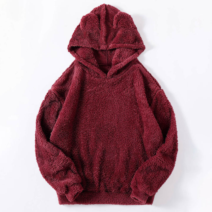 Damen nan kuscheliger Teddy-Hoodie mit Ohren, elastischem Bund und extra weichem Plüsch Echo Archiv