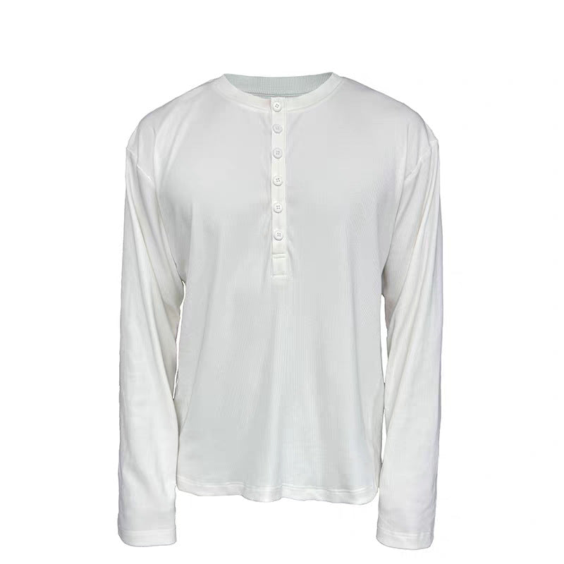 Herren Leichtes Henley-Longsleeve aus Feinrippen‑Jersey mit Knopfleiste und Regular‑Fit Echoarchiv