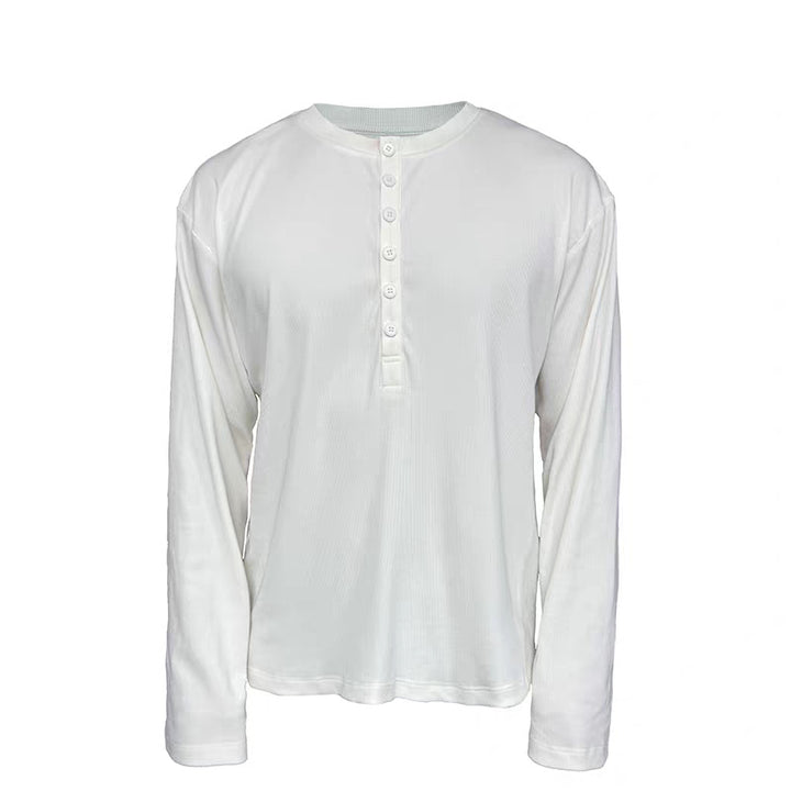 Herren Leichtes Henley-Longsleeve aus Feinrippen‑Jersey mit Knopfleiste und Regular‑Fit Echoarchiv