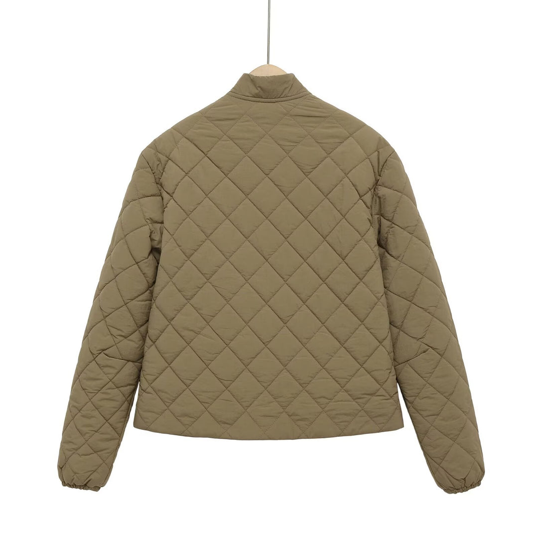 Damen Steppjacke mit Karomuster, kurzem Boxy‑Schnitt und Pattentaschen Echo Archiv