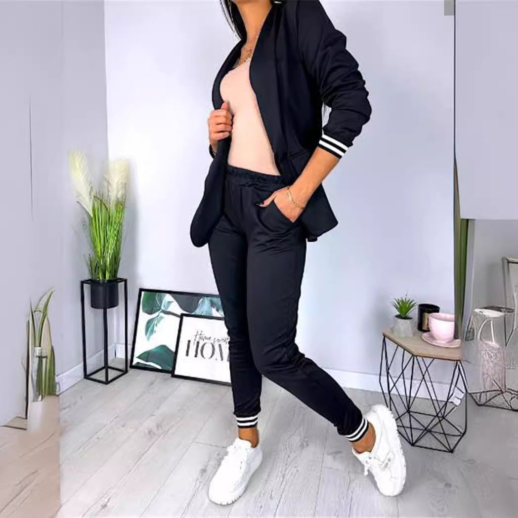 Damen nan sportlich-elegantes Blazer-Jogginghose Zweiteiler mit elastischem Bund und Bündchen Echo Archiv