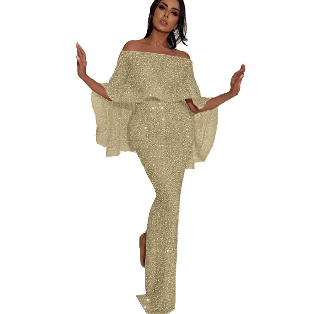 Damen Glitzerndes Abendkleid mit Offshoulder-Design und Rüschendetails Echo Archiv