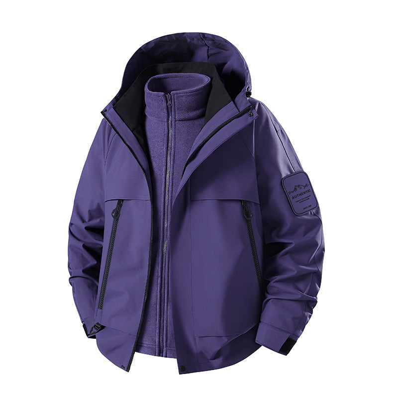 Herren dreiteilige wasserdichte Outdoor-Jacke mit abnehmbarer Kapuze und Fleece-Innenjacke Echoarchiv