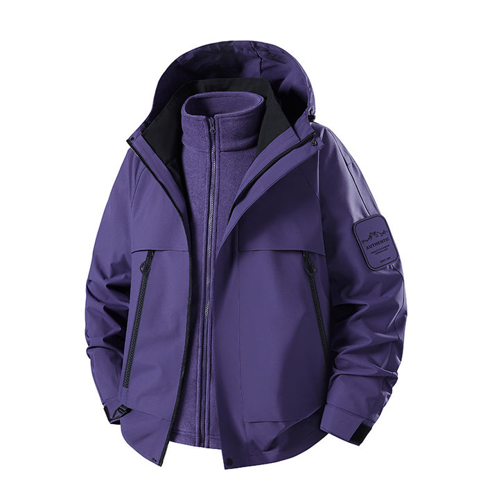 Herren dreiteilige wasserdichte Outdoor-Jacke mit abnehmbarer Kapuze und Fleece-Innenjacke Echoarchiv