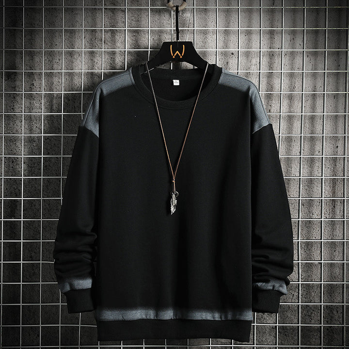 Herren Oversize-Sweatshirt mit Rundhals, kontrastiertem Spray‑Effekt und geripptem Saum – Marzano