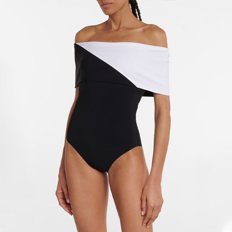 Damen Badeanzug mit modischem Off-Shoulder Design und eleganter Rüschen-Maxiröhre Echo Archiv