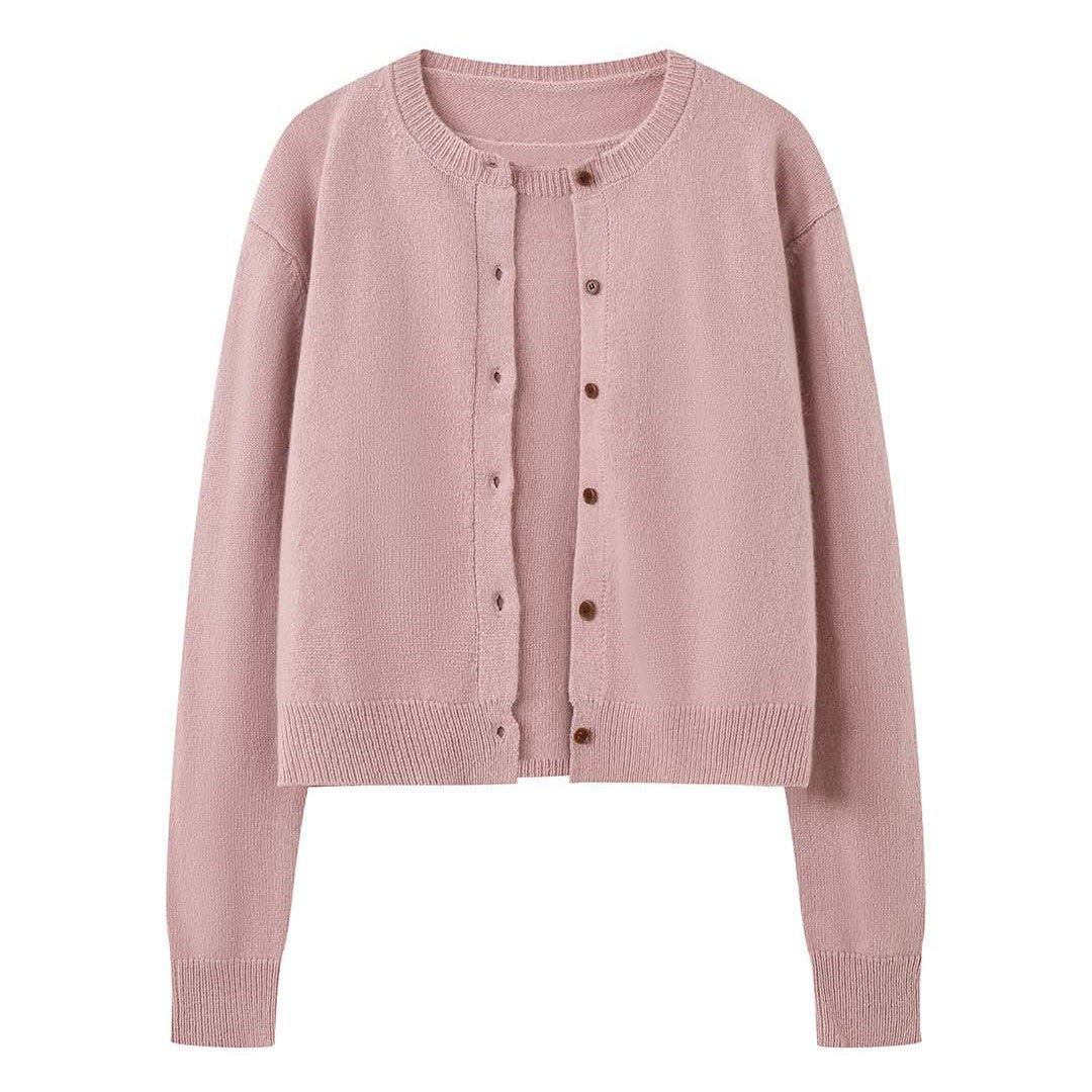 Damen Feiner Feinstrick-Cardigan mit passendem Rundhals-Pullover Echoarchiv