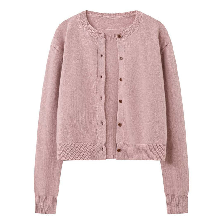 Damen Feiner Feinstrick-Cardigan mit passendem Rundhals-Pullover Echoarchiv