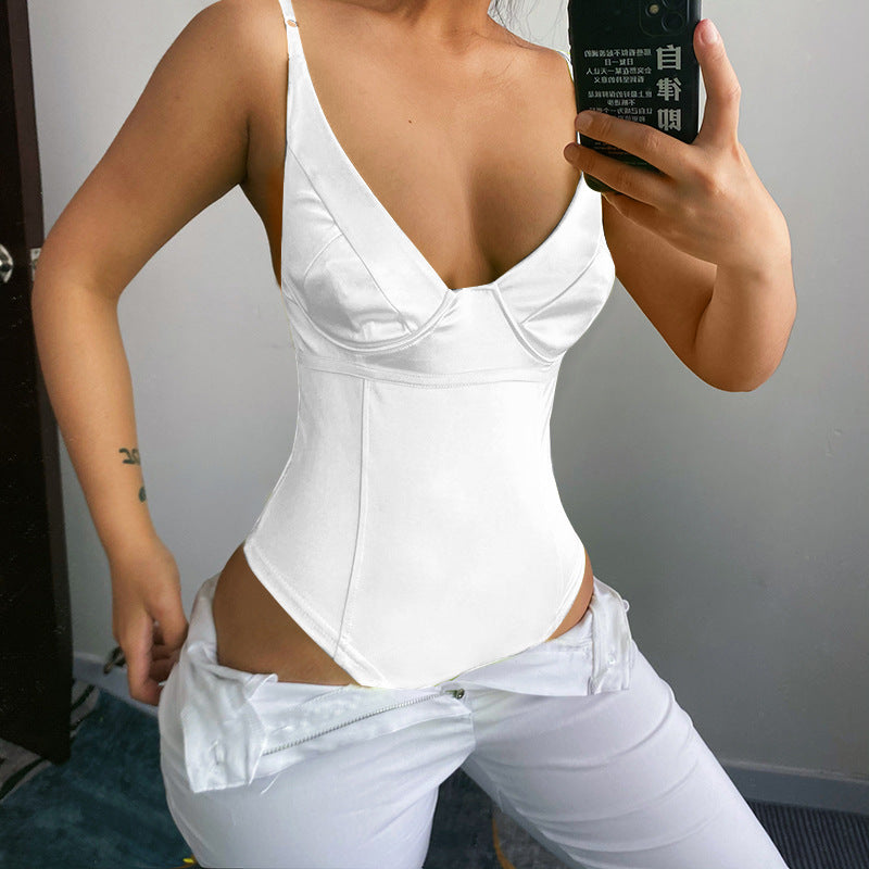 Damen Satin-Bustier-Top mit tiefem V-Ausschnitt und eleganter Passform Echo Archiv