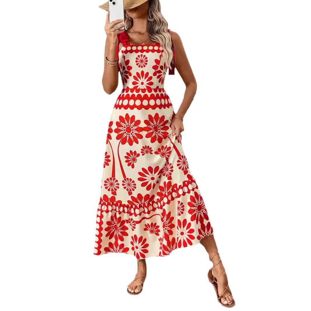 Damen Elegantes Maxikleid mit Blumenmuster und charmanten Trägern Echo Archiv