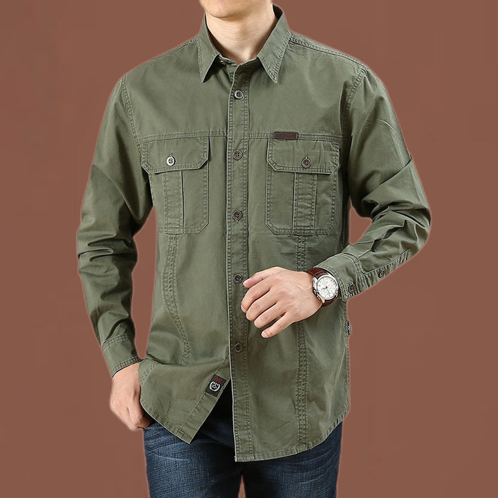 Herren nan robustes Baumwoll-Twill Fieldhemd mit aufgesetzten Klappbrusttaschen und markanten Nahtdetails Echo Archiv