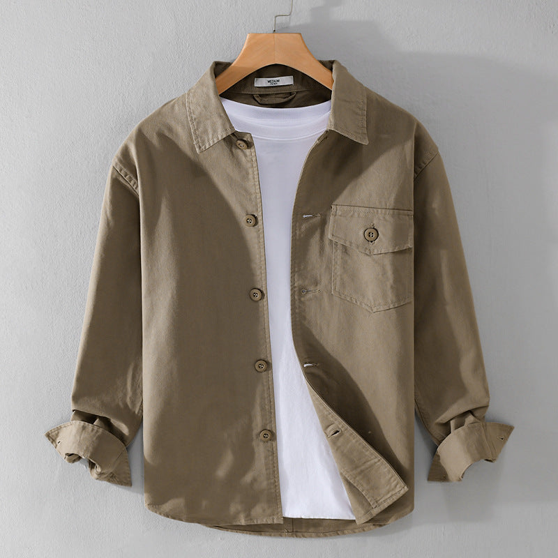 Herren Relaxed-Fit Baumwoll-Overshirt mit Brustpatte und Hemdkragen Echoarchiv