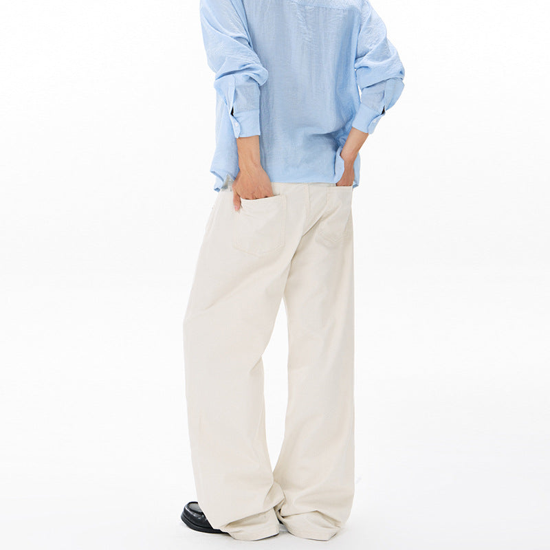 Herren Weite Relaxed-Twill-Hose mit tiefem Schritt, bodenlanger Silhouette und Gürtelschlaufen Echo Archiv