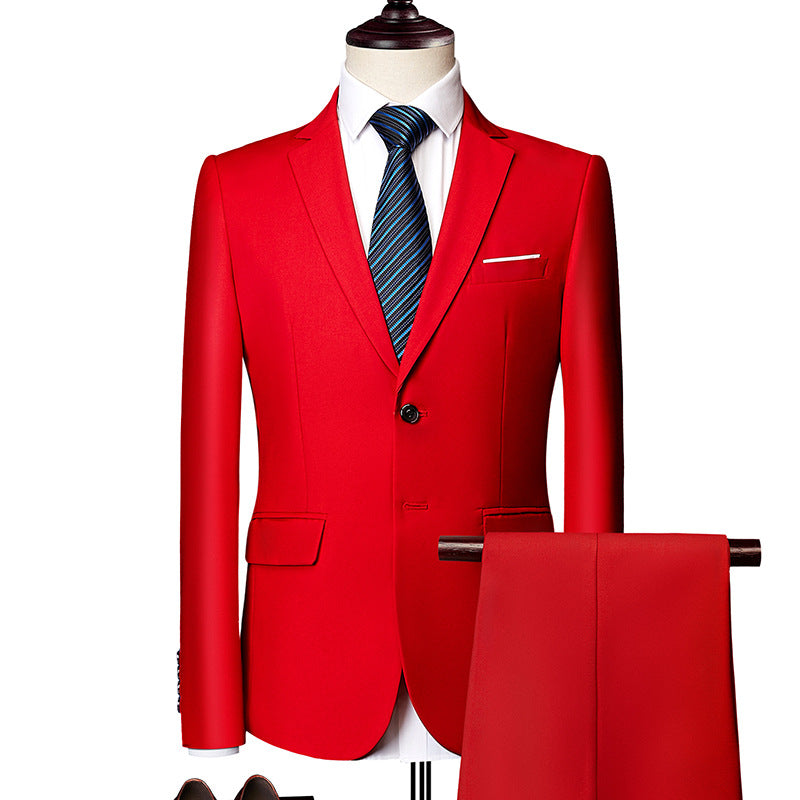 Herren nan Slim-Fit Einreiher-Anzugset mit Ein-Knopf-Sakko, schmaler Anzughose mit Bügelfalte und elastischem Stretchgewebe Echo Archiv