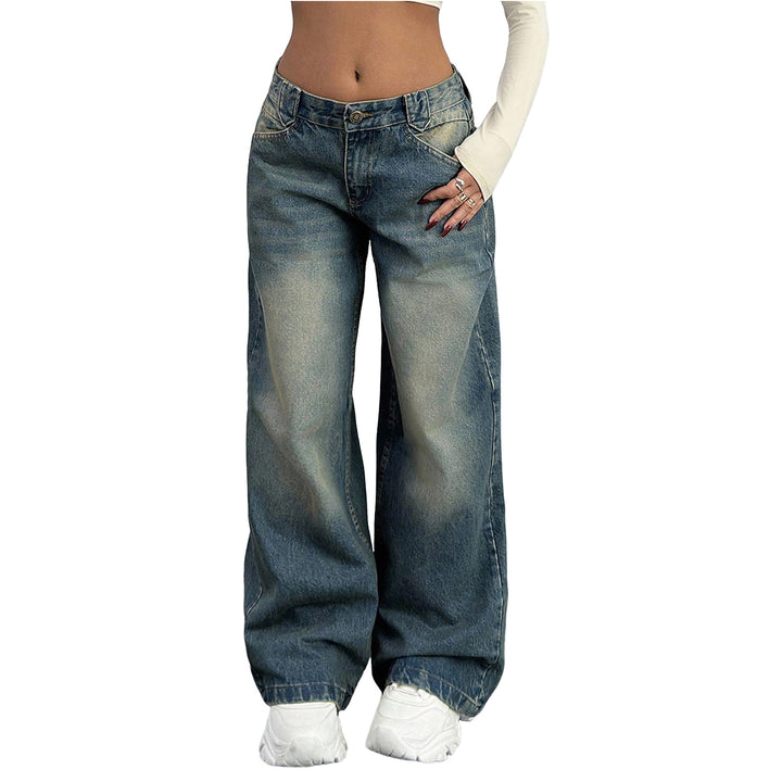 Damen Baggy-Jeans mit weitem Bein und Vintage-Waschung Echo Archiv