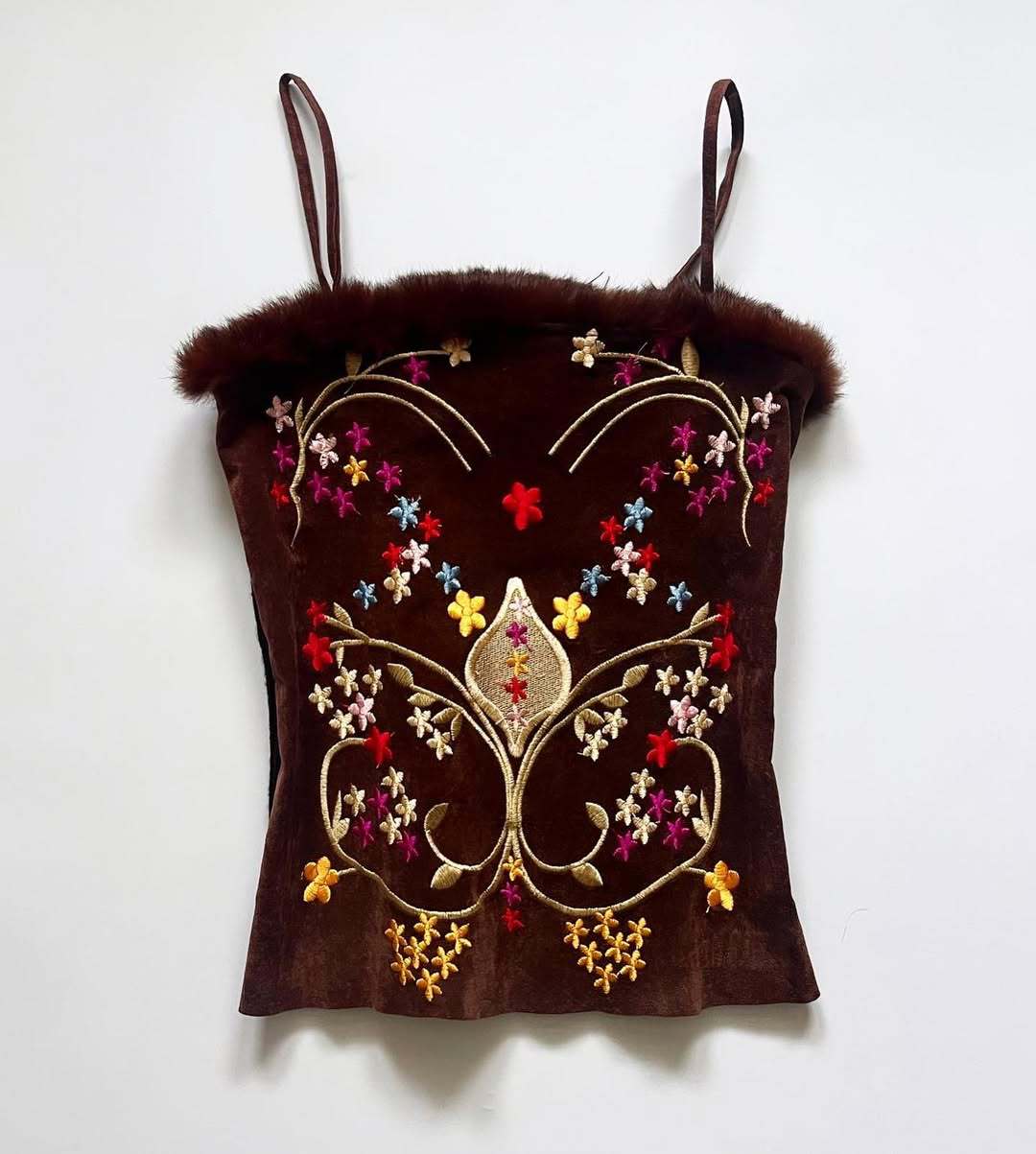 Damen Samt-Blusentop mit floralen Stickereien Echo Archiv