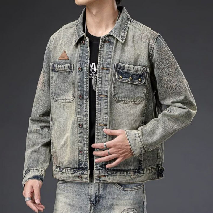 Herren Denimjacke mit einzigartigen Details Echo Archiv