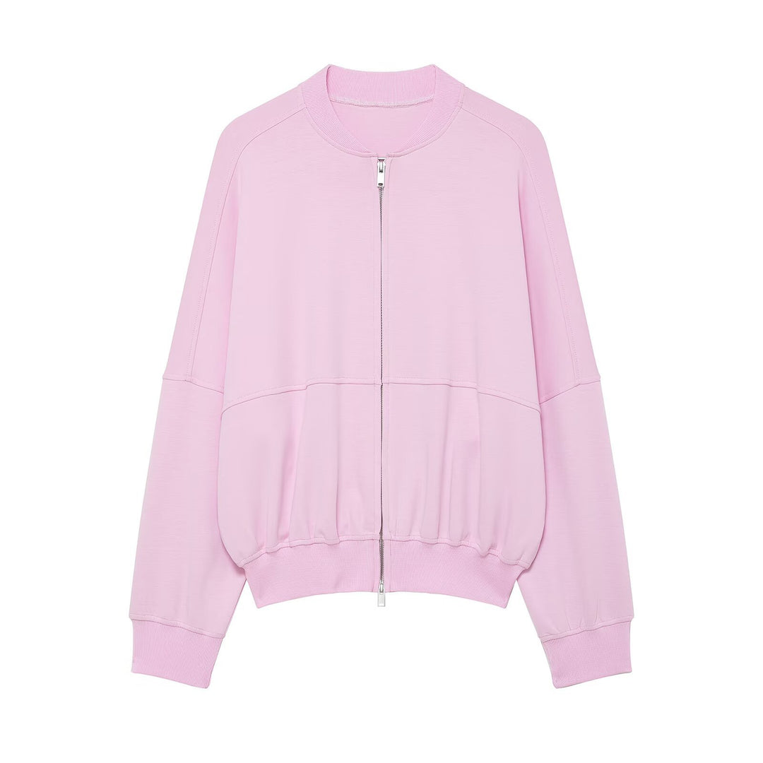 Damen Cropped-Boxy-Bomberjacke mit Zwei-Wege-Reißverschluss und elastischem Bund Echoarchiv