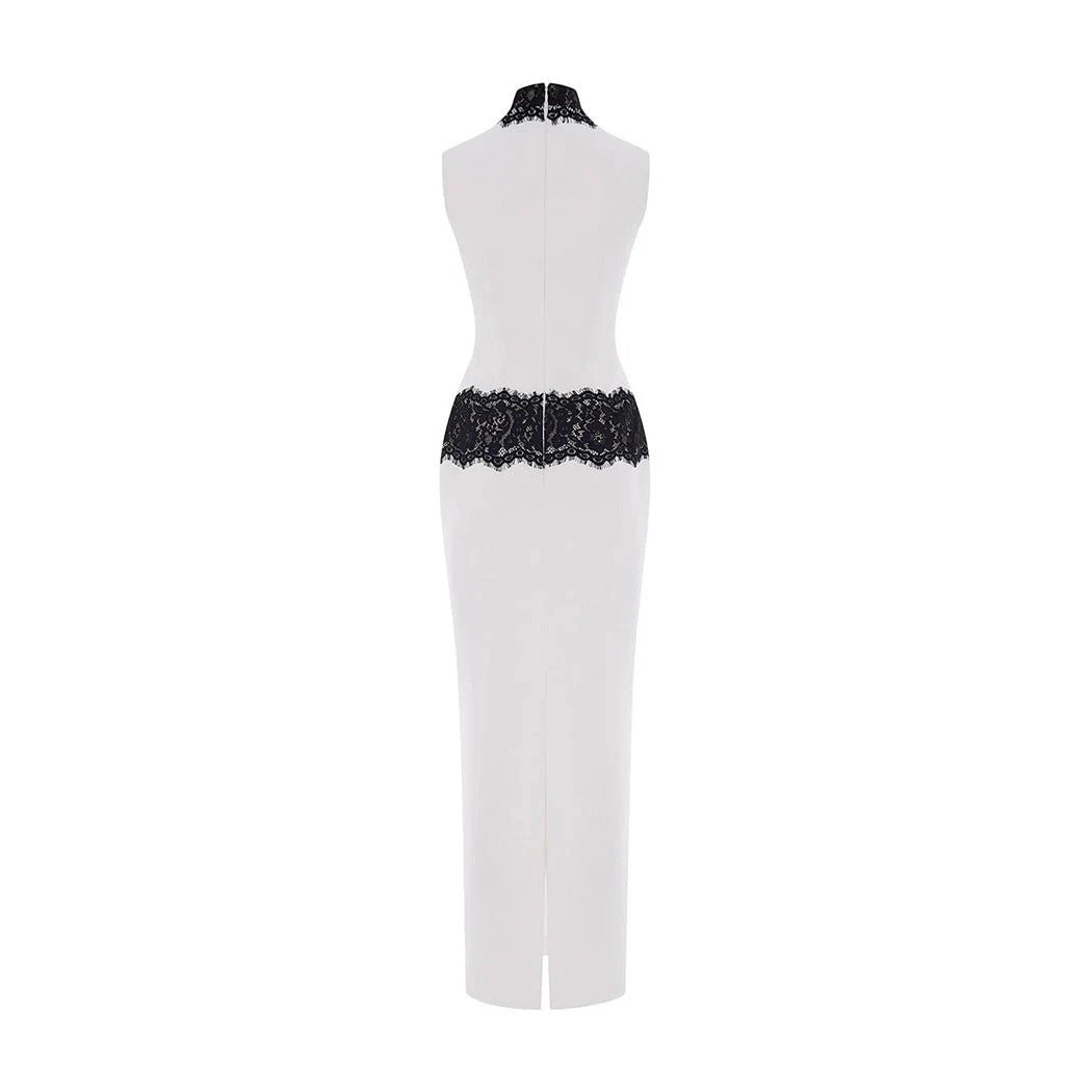 Damen Elegantes und figurbetontes Abendkleid mit Spitzenakzenten Echo Archiv