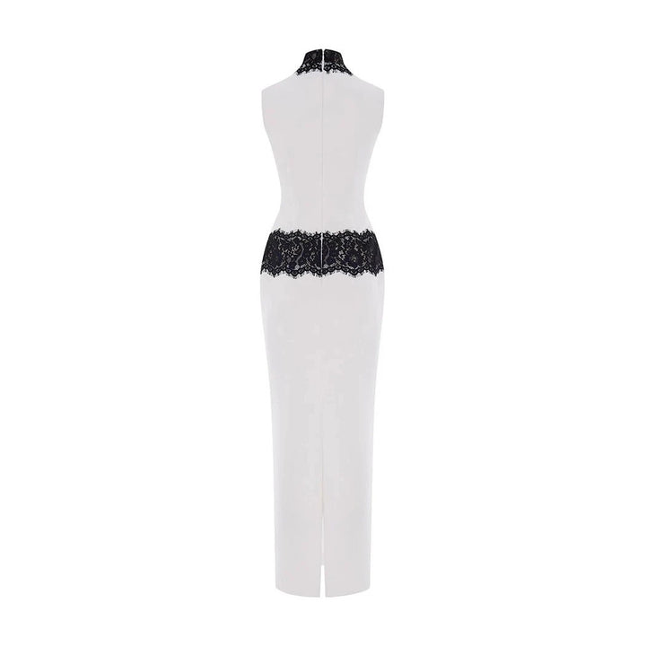 Damen Elegantes und figurbetontes Abendkleid mit Spitzenakzenten Echo Archiv