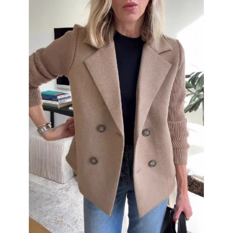 Damen Doppelreihige Blazer-Weste mit breitem Revers und gerippten Strickärmeln Echo Archiv