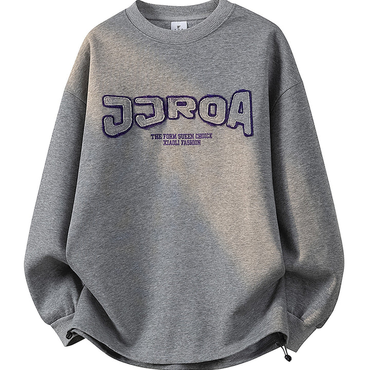 Damen Oversize-Sweatshirt mit gesticktem Schriftzug, abgerundetem Saum & überschnittener Schulter Echoarchiv