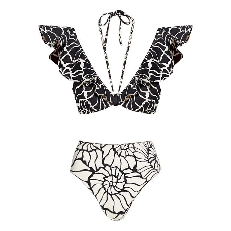 Damen Bikiniset mit voluminösen Rüschen und Hoher Taille Echo Archiv