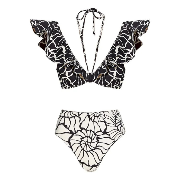 Damen Bikiniset mit voluminösen Rüschen und Hoher Taille Echo Archiv